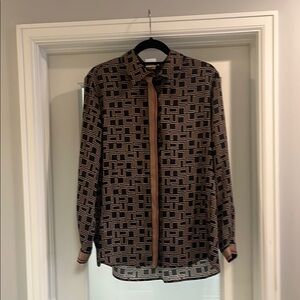 Les Cospains Silk Geometric Patterned Long Sleeve Blouse